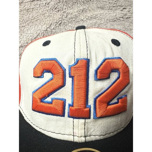 New York Knicks Hat Cap Fitted 7 1/4 White Orange Area Code 212 NBA New Era New - Picture 13 of 14